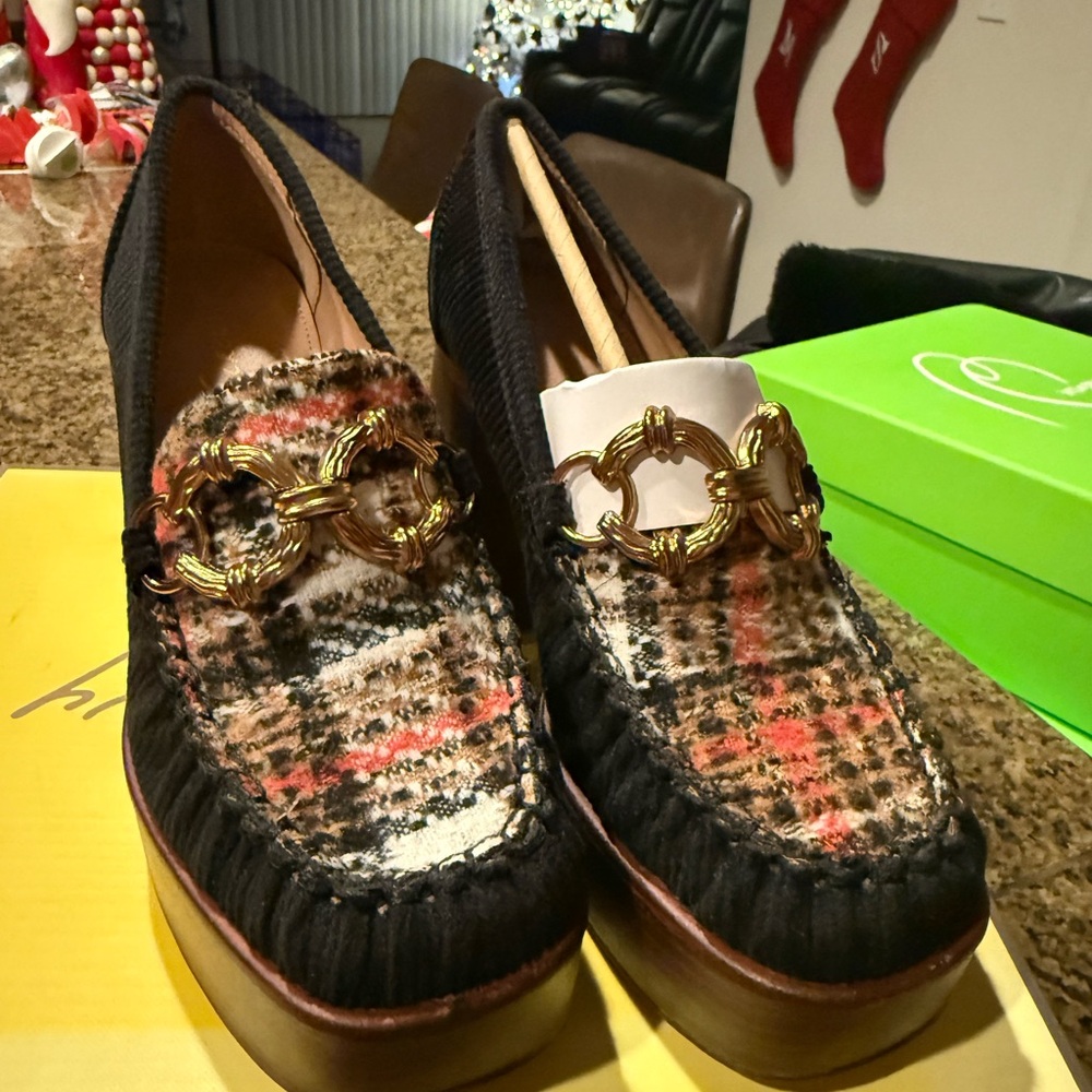 Circus by Sam Edelman Black and Plaid Platform Loafers